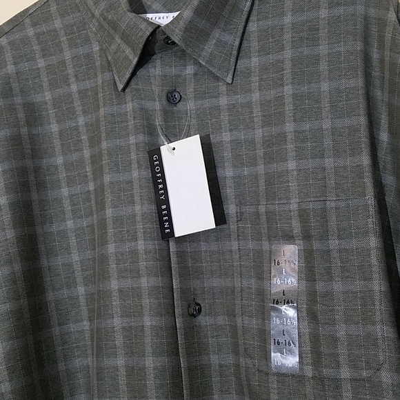 2/$35 NWT Geoffrey Beene Plaid Dress Shirt L - Picture 6 of 12